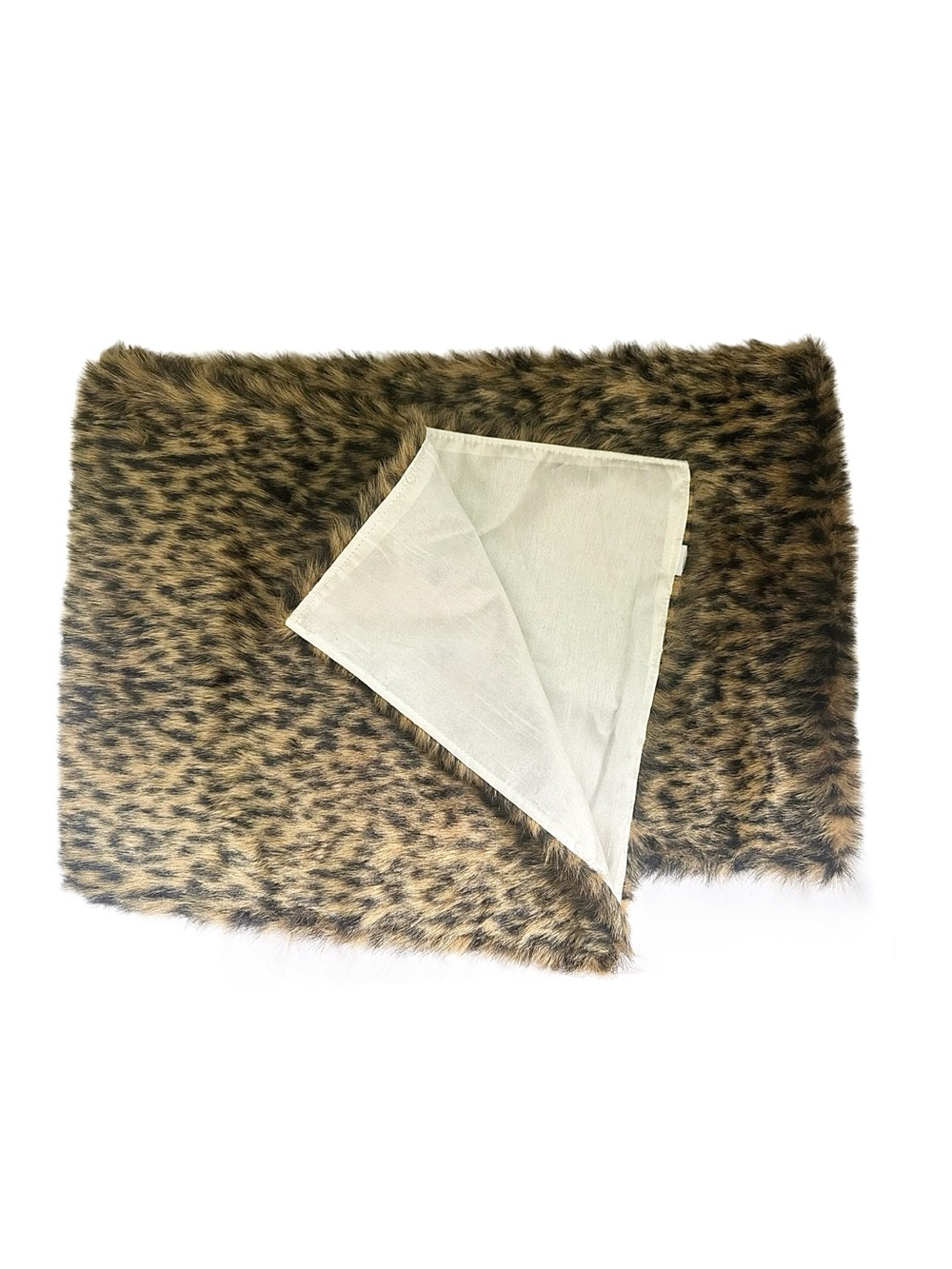 Vintage Faux Fur Leopard Print Lined Table Runner